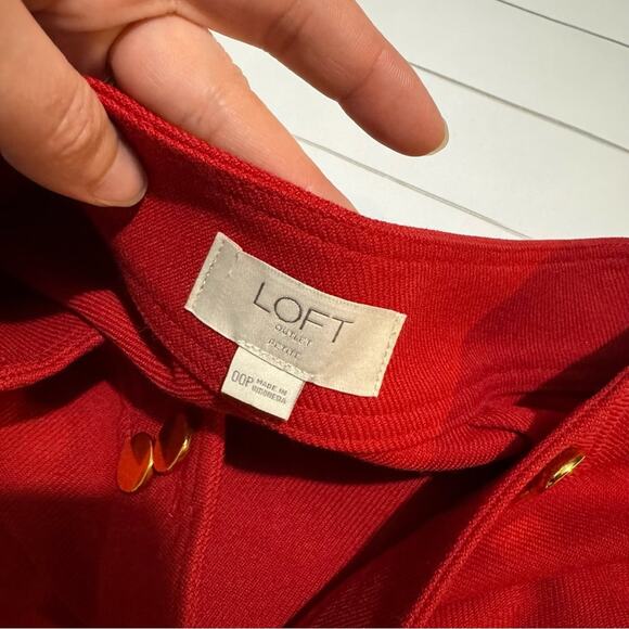 Loft Red Gold Knee Length Pencil Skirt Women’s Size 00 Petite - Picture 3 of 6